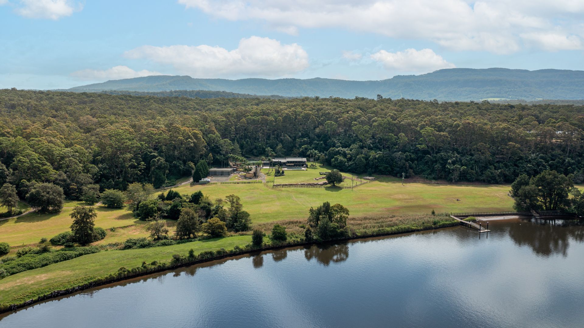 Aerial view of Grants Estate, pool and tennis court